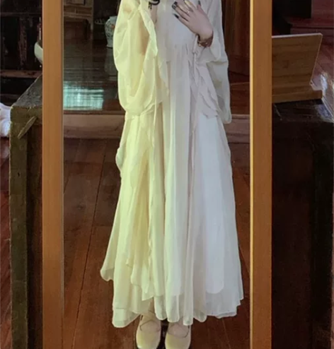 荷叶边中国风套装女装夏季2022新款很仙的...