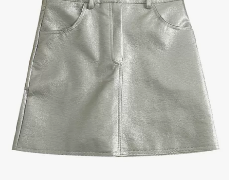 百搭银色高腰显瘦A字裙 感兴趣的话点“我想...