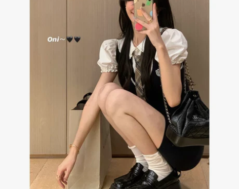 学院风裙 学院风短裙白水女 马甲连衣裙女夏...