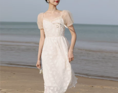 法式初恋甜美连衣裙超仙女2022夏季新款收...