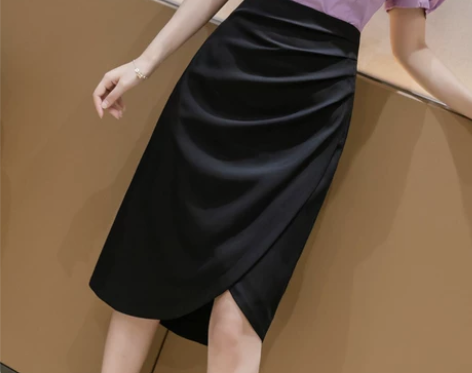 夏季不规则包臀裙高腰开叉一步裙中长款修身百...