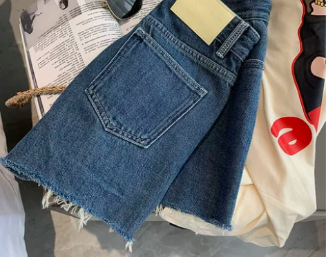 CHAO软糯！巨舒服！高腰牛仔短裤女A字宽...