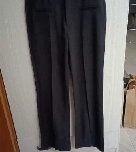 全新无吊牌 摩安珂同款黑色高腰前开叉休闲裤...