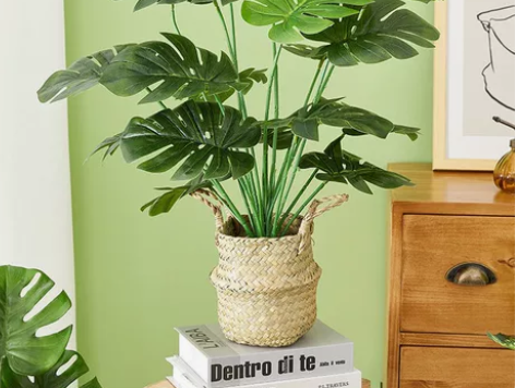 【送花篮】仿真龟背 竹植物盆栽仿真绿植客厅...