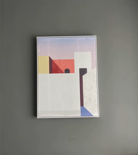 北欧现代简约清新风景无框画抽象油画客厅几何...