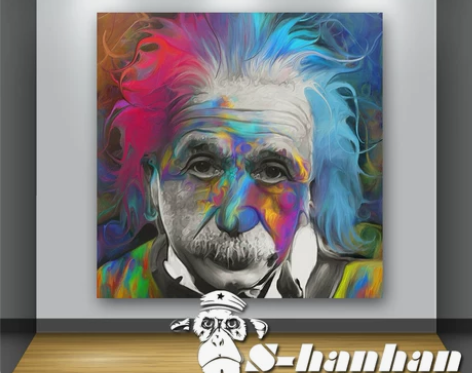 爱因斯坦彩绘潮流创意客厅卧室无框画壁画现代...