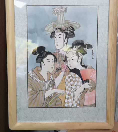 浮世绘风格的装饰画定制日式水彩纯手绘装饰画...