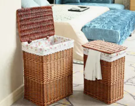 宜然家居大号有盖藤编脏衣篮洗衣篮脏衣篓脏衣...