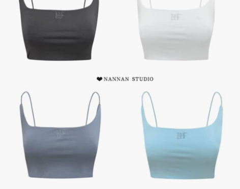 欧美风字母刺绣细肩带性感小吊带女秋基础款纯...