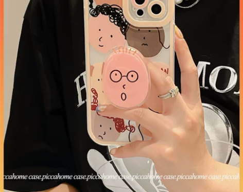 涂鸦搞怪人像支架适用苹果12手机壳ipho...