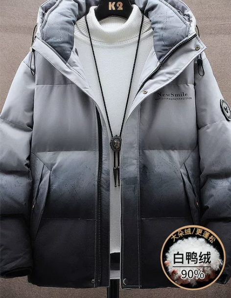 白鸭绒男女渐变色羽绒服男2022年新款轻薄...