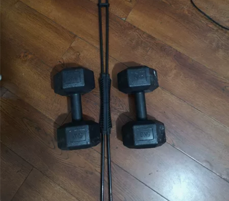 哑铃一对 每个5公斤   一个摇杆的也是练...