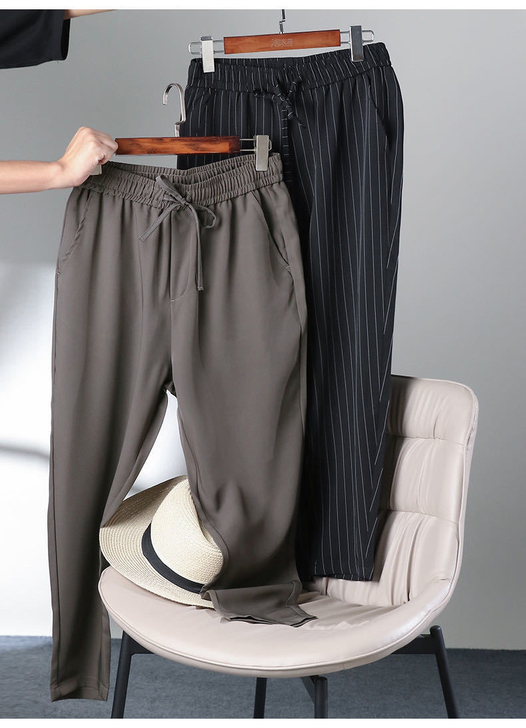 裤子男士休闲裤时尚休闲弹力九分哈伦裤轻奢潮...