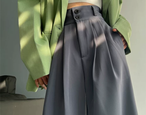 阔腿裤 阔腿裤长裤灰色女高腰2022秋新款...