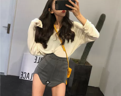 韩版2022复古夏装高腰紧身弹力侧拉链大长...