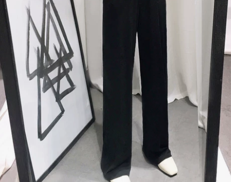 复古温柔风显瘦阔腿裤女冰丝直筒拖地裤高腰宽...