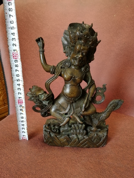 白财神骑龙铜佛像老物件老铜器铜摆件收藏真品...