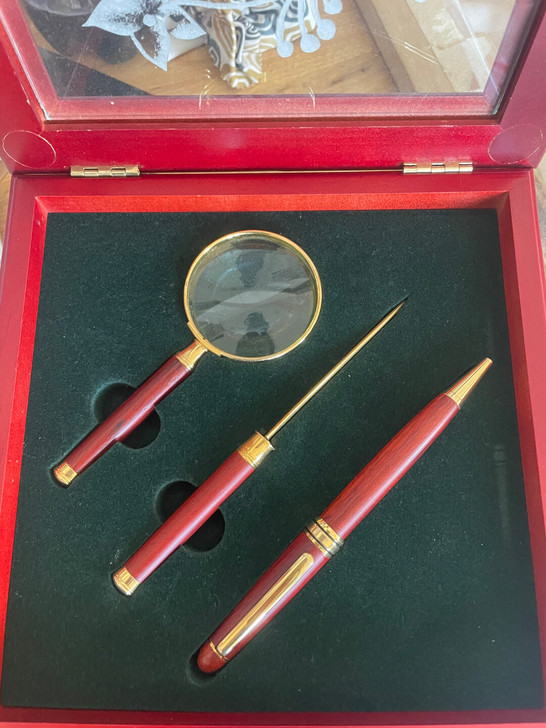实木笔套装，装逼利器，全新赠品，盒子上有公...