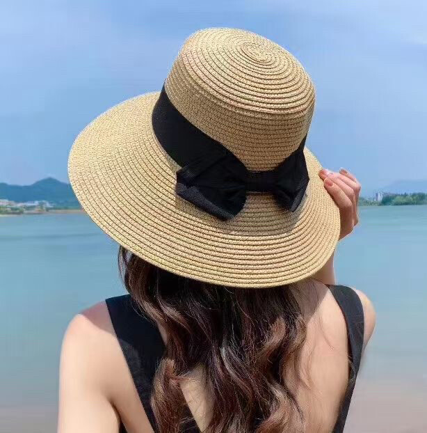 草帽女夏天海边沙滩大檐帽防晒遮阳可折叠防紫...