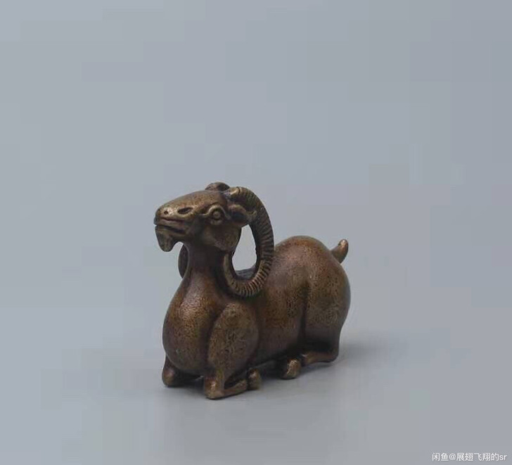精工实心铜卧羊茶宠小摆件 数据：长47mm...