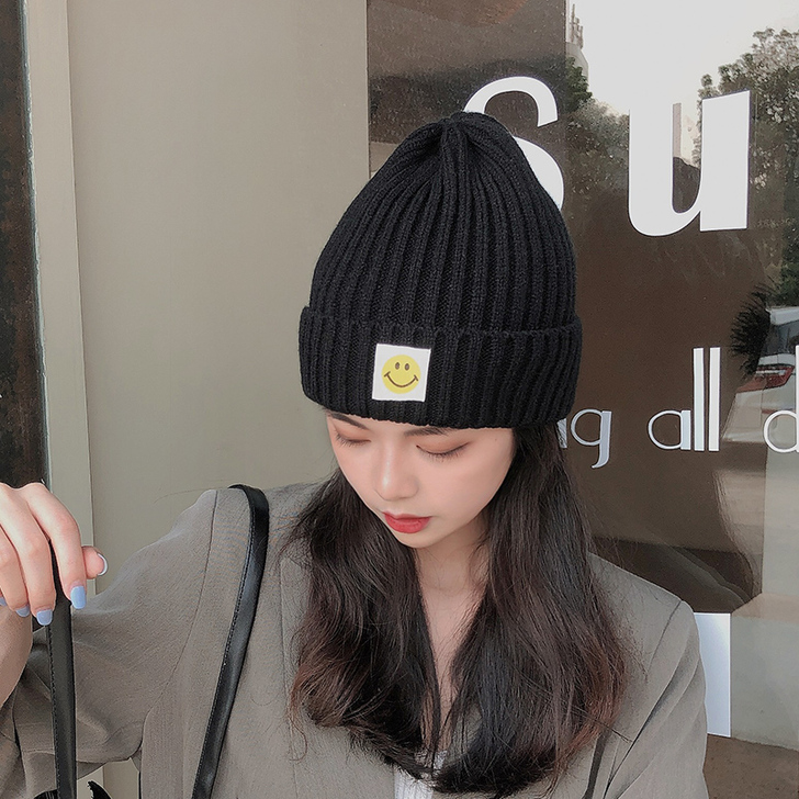 紫色嘻哈针织毛线帽子女秋冬季欧美韩版百搭i...