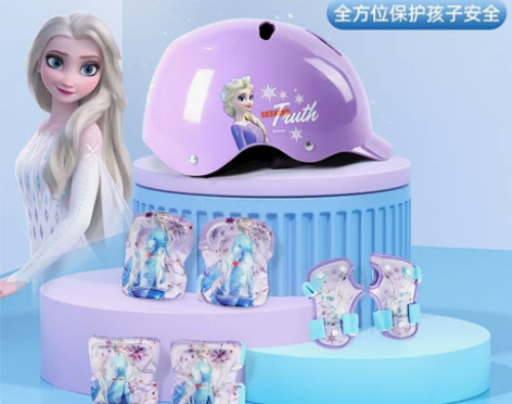 迪士尼轮滑鞋护具儿童头盔男女孩全套装备骑行...