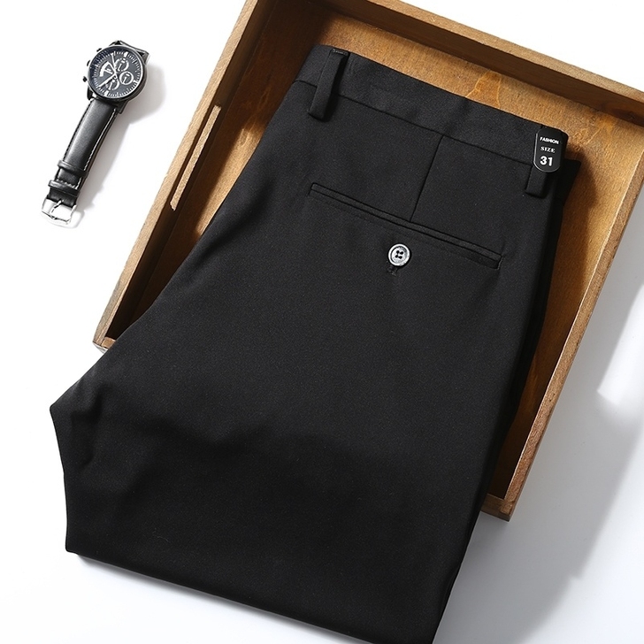 抗皱四面弹透气男裤秋季商务休闲裤小直筒修身...