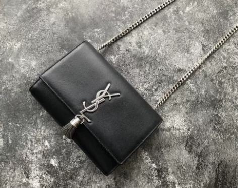 98 ysl 圣罗兰黑银流苏小号kate ...