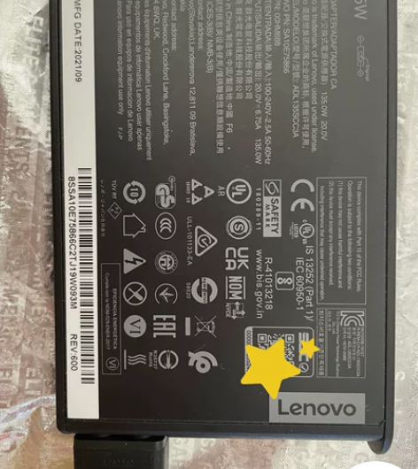 原装联想电源适配器135W  方口笔记本电...