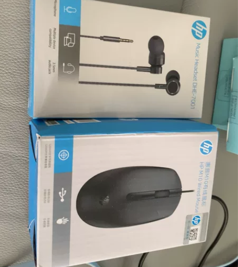 惠普鼠标+耳机，买电脑赠品，全新未拆，打包...
