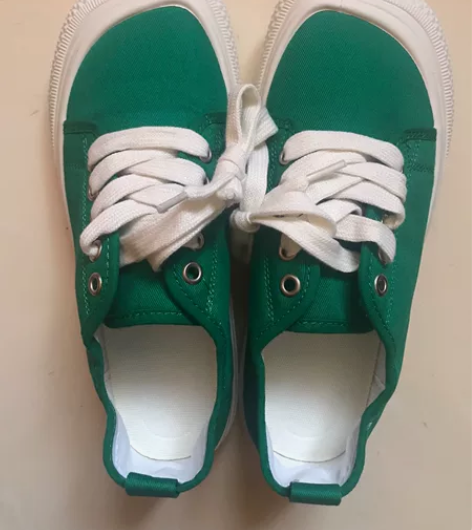 全新帆布鞋 丑萌鞋 方头 舒适 绿...