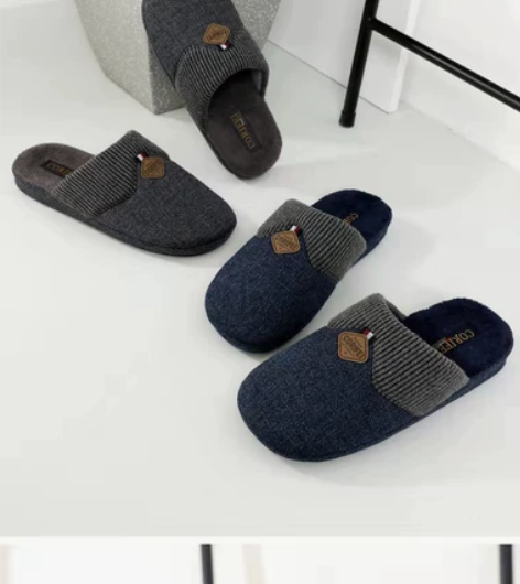 家丽芙防滑拖鞋男冬季厚底棉拖鞋男家居室内家...