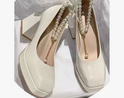 包邮！超高跟婚鞋主婚纱神器白色优雅法式温柔...