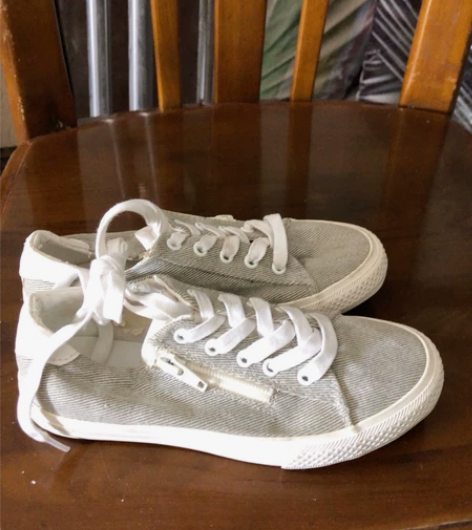 全新!全新小码帆布鞋一脚蹬懒人鞋34码内长...