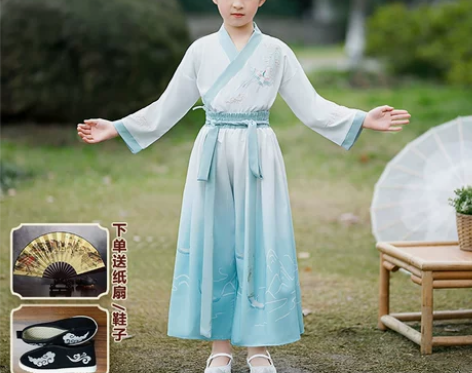 汉服男童仙气飘逸魏晋风大袖国学服班服古装儿...