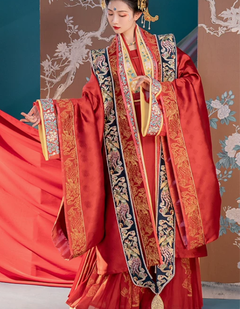 重回汉唐汉服 原创华裳九州走秀款宋制婚服全套