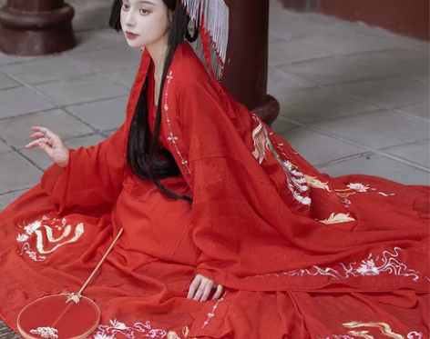 原创汉服,清梳汉服,红色全套,上衣+下裙+...