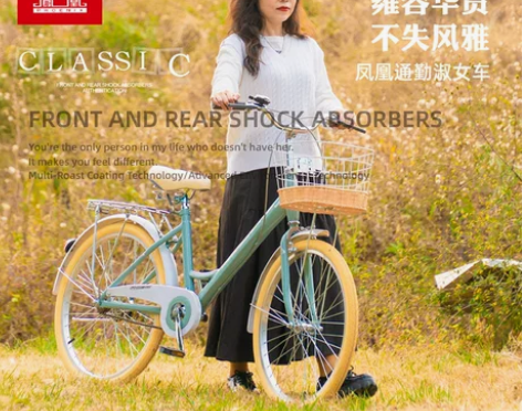 凤凰自行车轻奢女式单车轻便普通代步通勤老式...
