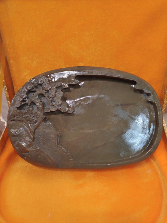 精品雕刻文房四宝笔墨砚台天然原石砚台送礼书...