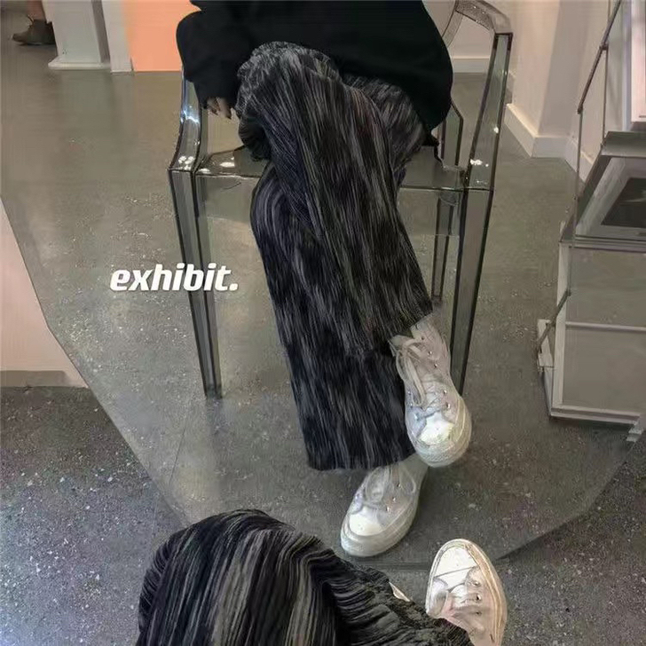 春秋款设计感裤子炸街扎染阔腿裤薄显瘦百搭高...