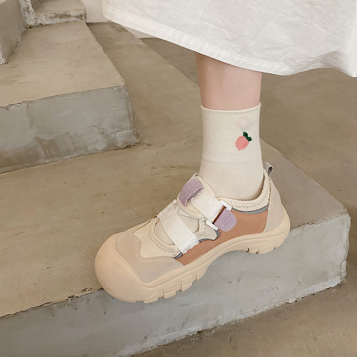 丑萌魔术贴老爹鞋女2021春新款大头鞋in...