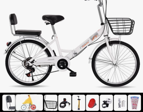 夙凰折叠自行车女式免充气24寸成人变速上班...