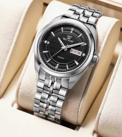 天王复古商务防水自动机械表圆形男表大表盘手...