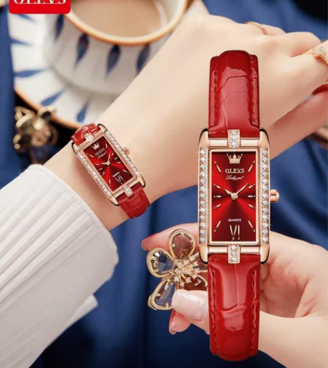 瑞士欧利时正品名牌女士手表个性气质长方形镶...