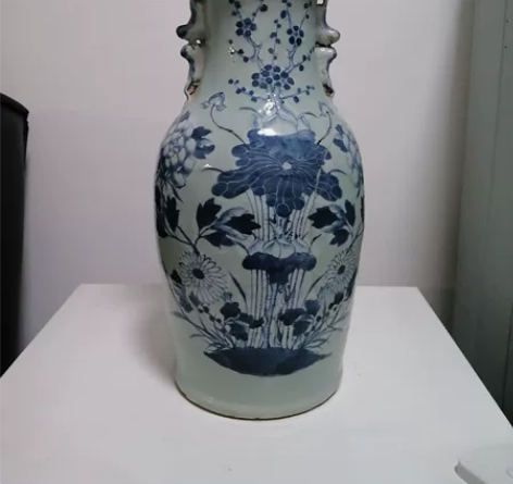 清代150件豆青釉青花加白四季花卉大瓶 高...