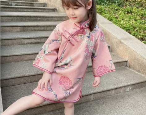 女童秋季旗袍改良洋气中小童中国风文艺连衣裙...