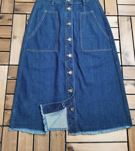 vera gao牛仔开扣半裙 大口袋工装风...