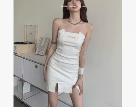 【狂欢价】ins欧美风性感包臀抹胸皮裙子女...