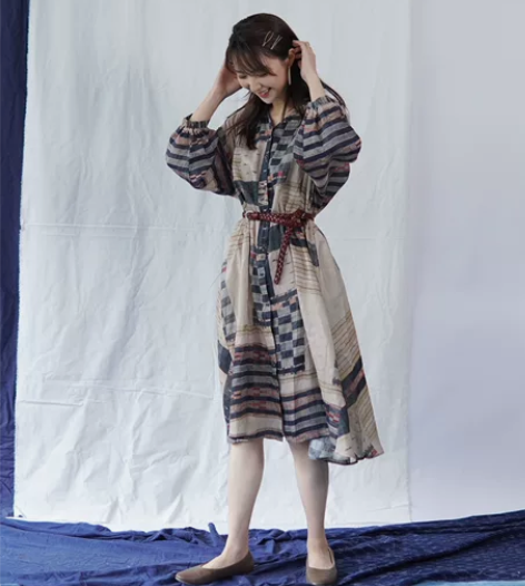 古布衬衫裙连衣裙  亚麻开衫 印花民族风 ...