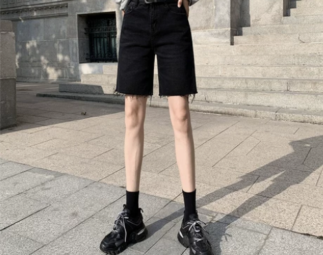 五分牛仔短裤女2022年夏季薄款破洞高腰宽...